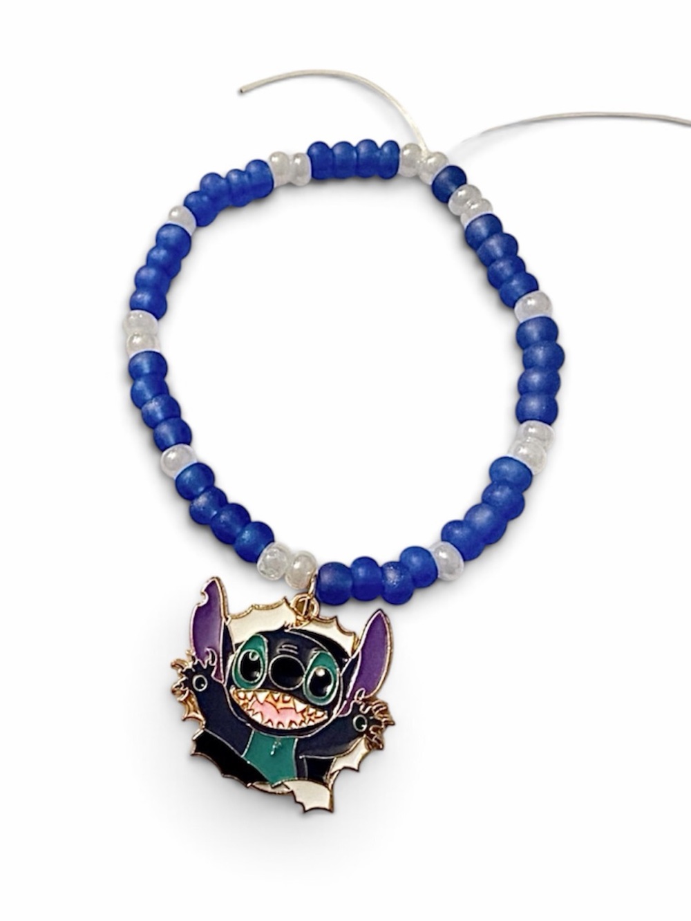 NEW! Jenny’s Handmade Blue and White Bracelet with Stitch Enamel Charm
